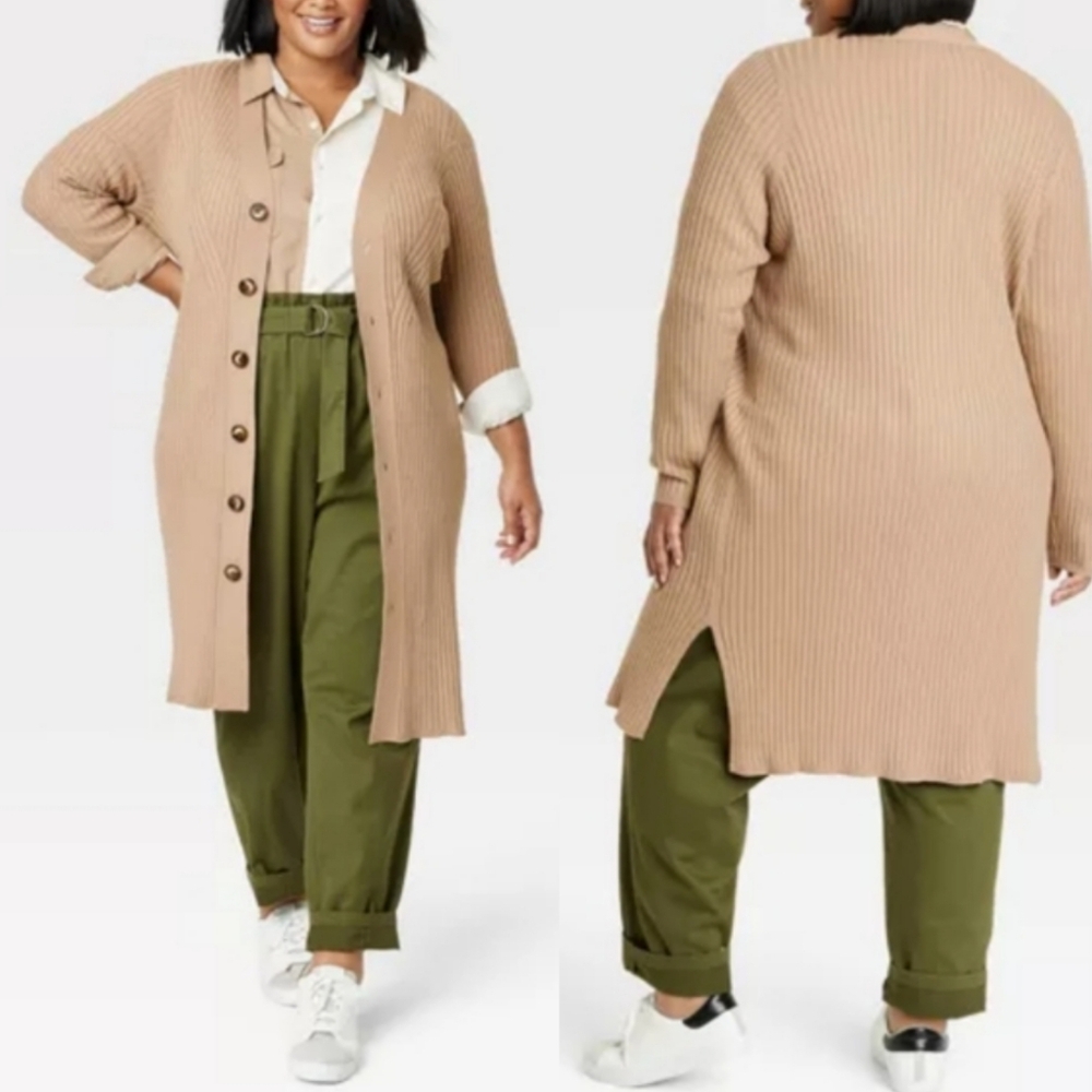 Women's Tan Long Cardigan Sweater